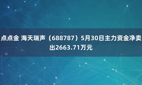 点点金 海天瑞声（688787）5月30日主力资金净卖出2663.71万元