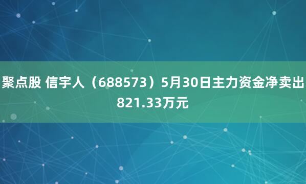 聚点股 信宇人（688573）5月30日主力资金净卖出821.33万元