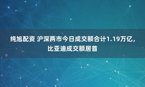 纯旭配资 沪深两市今日成交额合计1.19万亿，比亚迪成交额居首
